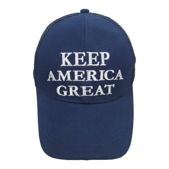 Keep America Great Mesh Snapback Cap Trucker Baseball Hat Trump 2020 Flag Blue - Picture 1 of 12